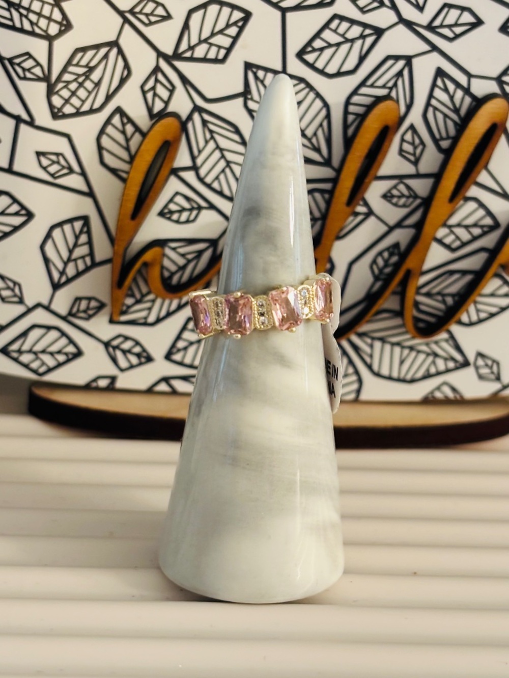 Pink Gemstone and CZ Gold